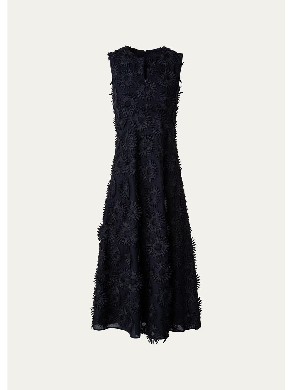 NEW, Akris Hello Sunshine Superpose Embroidered Midi Dress in Black Sz 6 #DD84